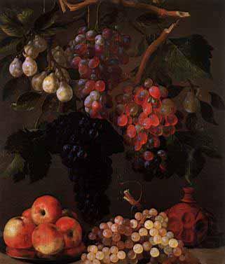 Juan Bautista de Espinosa Bodegon de uvas, manzanas y ciruelas Spain oil painting art